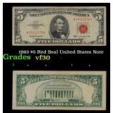 1963 $5 Red Seal United States Note Grades vf++