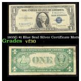 1935G No Motto $1 Blue Seal Silver Certificate Gra
