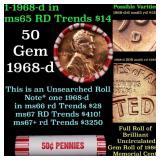 BU Shotgun Lincoln 1c roll, 1968-d 50 pcs Bank Wra