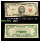 1963 $5 Red Seal United States Note Grades vf++