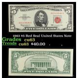 1963 $5 Red Seal United States Note Grades Select