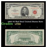 1963 $5 Red Seal United States Note Grades vf++