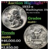 *Highlight* 1932-s Washington Quarter 25c ms65+ SE