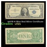 1957B $1 Blue Seal Silver Certificate Grades vf+