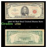 1963 $5 Red Seal United States Note Grades vf++