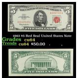 1963 $5 Red Seal United States Note Grades Choice