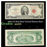 1963 $2 Red Seal United States Note Grades Choice