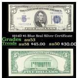 1934D $5 Blue Seal Silver Certificate Grades Selec