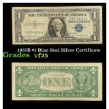 1957B $1 Blue Seal Silver Certificate Grades vf+