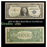 1957 $1 Blue Seal Silver Certificate Grades vf++
