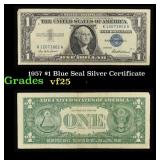 1957 $1 Blue Seal Silver Certificate Grades vf+