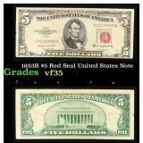 1953B $5 Red Seal United States Note Grades vf++