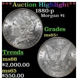 *Highlight* 1880-p Morgan Dollar $1 ms65+ SEGS (fc