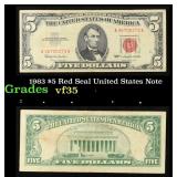 1963 $5 Red Seal United States Note Grades vf++