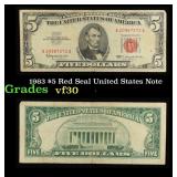 1963 $5 Red Seal United States Note Grades vf++