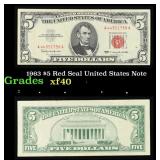 1963 $5 Red Seal United States Note Grades xf