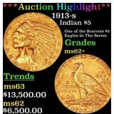 *Highlight* 1913-s Gold Indian Half Eagle $5 Selec