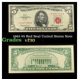 1963 $5 Red Seal United States Note Grades vf++