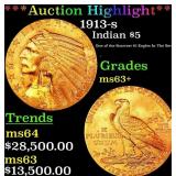 *Highlight* 1913-s Gold Indian Half Eagle $5 Selec