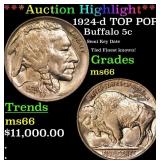 *Highlight* 1924-d Buffalo Nickel TOP POP! 5c ms66