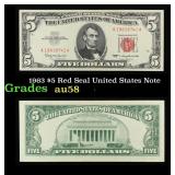 1963 $5 Red Seal United States Note Grades Choice