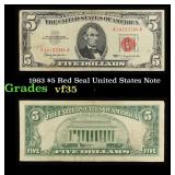 1963 $5 Red Seal United States Note Grades vf++