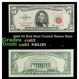 1963 $5 Red Seal United States Note Grades Select