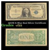 1957B $1 Blue Seal Silver Certificate Grades vf+