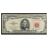 1963 $5 Red Seal United States Note Grades vf++