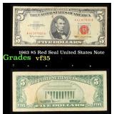 1963 $5 Red Seal United States Note Grades vf++