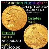 *Highlight* 1913-p Gold Indian Quarter Eagle TOP P