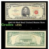 1963 $5 Red Seal United States Note Grades vf++