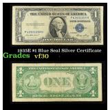 1935E $1 Blue Seal Silver Certificate Grades vf++