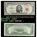 1963 $5 Red Seal United States Note Grades Select