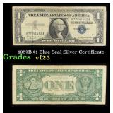 1957B $1 Blue Seal Silver Certificate Grades vf+