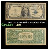 1957A $1 Blue Seal Silver Certificate Grades vf+