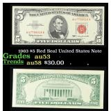 1963 $5 Red Seal United States Note Grades Select