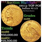 *Highlight* 1911-p Gold Indian Quarter Eagle TOP P