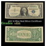 1957 $1 Blue Seal Silver Certificate Grades vf+