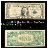 1935D $1 Blue Seal Silver Certificate Grades vf+
