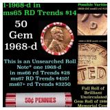 BU Shotgun Lincoln 1c roll, 1962-d 50 pcs Bank Wra