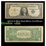 1957A $1 Blue Seal Silver Certificate Grades vf+