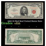 1963 $5 Red Seal United States Note Grades vf+