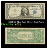 1957B $1 Blue Seal Silver Certificate Grades vf+