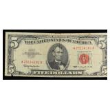 1963 $5 Red Seal United States Note Grades vf++
