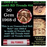 BU Shotgun Lincoln 1c roll, 1968-d 50 pcs Bank Wra