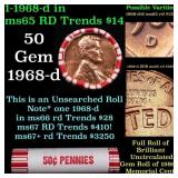 BU Shotgun Lincoln 1c roll, 1968-d 50 pcs Bank Wra