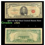 1963 $5 Red Seal United States Note Grades vf+