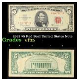 1963 $5 Red Seal United States Note Grades vf++