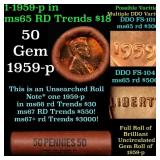 BU Shotgun Lincoln 1c roll, 1959-p 50 pcs Bank Wra